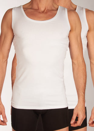 Bamboo Basics singlet 2 pack knitted singlet white heren STEF-001 Bamboo Basics débardeur lot de 2 knitted singlet white hommes