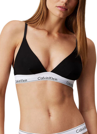 Calvin Klein bh topje modern cotton unlined triangle bra black dames 000QF1061E-001 Calvin Klein brassière modern cotton unlined triangle bra black femmes