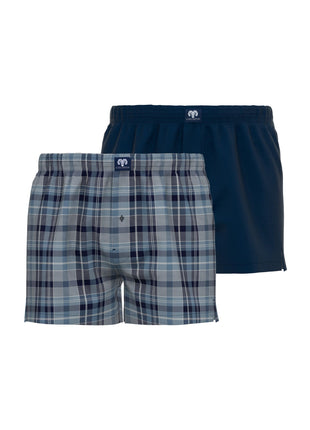 Ceceba wijde boxershort 2 pack canadian woven boxer shorts blue heren 10199-5109-624 Ceceba caleçon lot de 2 canadian woven boxer shorts blue hommes