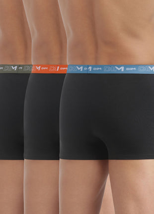 Dim short 3 pack cotton stretch boxer black waistband blue / orange / green heren D6596-B3B Dim boxer 3 pack cotton stretch boxer black waistband blue / orange / green hommes