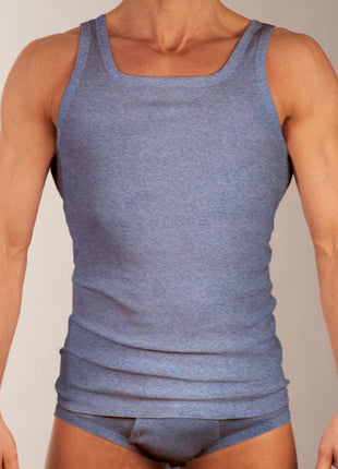 Dulcia singlet basic cotton 1-1 rib jeans heren 618-8050-jeans Dulcia débardeur basic cotton 1-1 rib jeans hommes