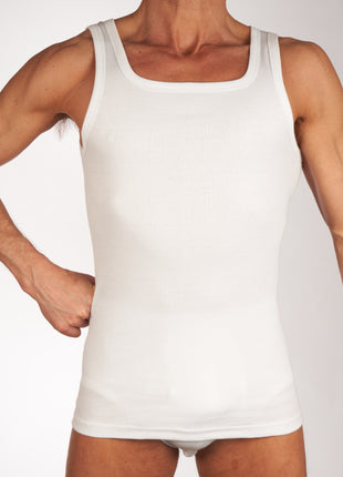 Mango singlet 2 pack 2-2 rib white heren 597-0661-white Mango débardeur lot de 2 2-2 rib white hommes