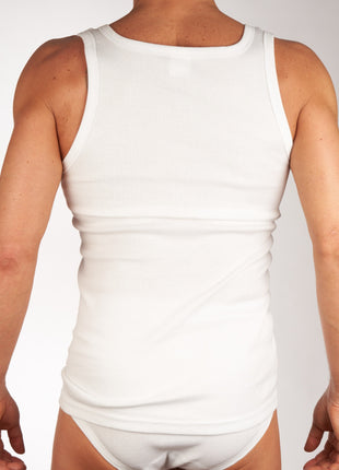 Mango singlet 2 pack 2-2 rib white heren 597-0661-white Mango débardeur lot de 2 2-2 rib white hommes