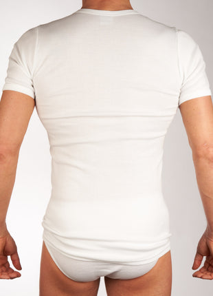 Mango t-shirt ronde hals 2 pack 1-1 rib white heren 685-8167-white Mango t-shirt col rond lot de 2 1-1 rib white hommes