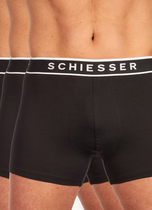 Schiesser short 3 pack 95/5 organic cotton boxer briefs black heren 173983-000 Schiesser boxer lot de 3 95/5 organic cotton boxer briefs black hommes