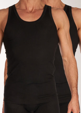 Schiesser singlet 2 pack authentic 4-1 rib undershirts black heren 103401-000 Schiesser débardeur lot de 2 authentic 4-1 rib undershirts black hommes