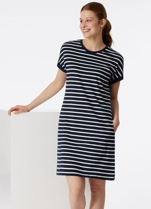 Schiesser slaapkleedje casual essentials midnight blue dames 181251-804 Schiesser robe de nuit casual essentials midnight blue femmes