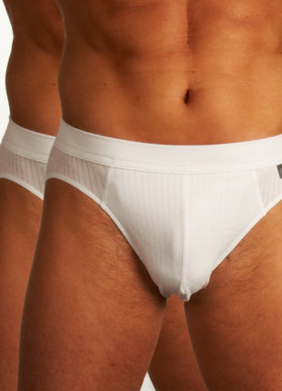 Schiesser slip 2 pack authentic 4-1 rib rio briefs white heren 105984-100 Schiesser slip lot de 2 authentic 4-1 rib rio briefs white hommes