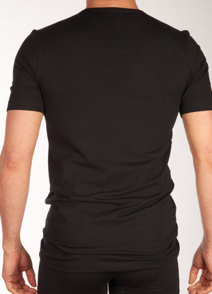 Schiesser t-shirt v-hals 2 pack 95/5 organic cotton shirts black heren 173982-000 Schiesser t-shirt col v lot de 2 95/5 organic cotton shirts black hommes