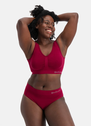 Bamboo Basics briefs 3 pack seamless knitted full brief burgundy women