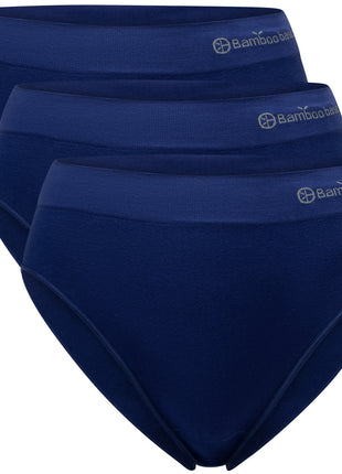 Bamboo Basics briefs 3 pack seamless knitted full brief blue women