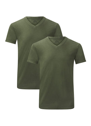 Bamboo Basics t-shirt v-hals 2 pack knitted v-neck t-shirt army heren
