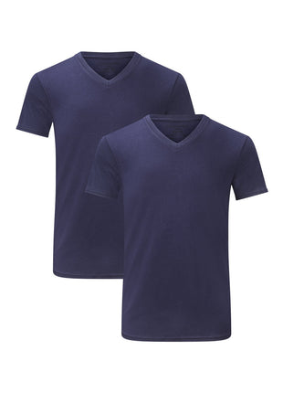 Bamboo Basics t-shirt v-hals 2 pack knitted v-neck t-shirt blue heren