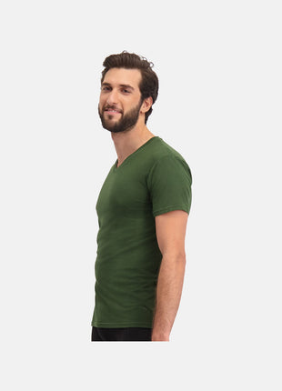Bamboo Basics t-shirt v-hals 2 pack knitted v-neck t-shirt army heren