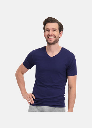 Bamboo Basics t-shirt v-hals 2 pack knitted v-neck t-shirt blue heren