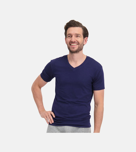 Bamboo Basics t-shirt v-hals 2 pack knitted v-neck t-shirt blue heren
