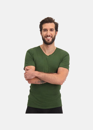 Bamboo Basics t-shirt v-hals 2 pack knitted v-neck t-shirt army heren