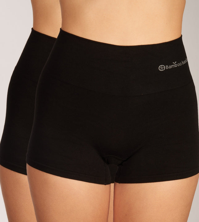 Bamboo Basics short 2 pack seamless knitted light control boxershort black dames STELLA-001 Bamboo Basics shorty lot de 2 seamless knitted light control boxershort black femmes
