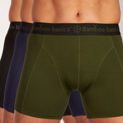 Bamboo Basics short 3 pack knitted boxershorts black army navy heren RICO-017 Bamboo Basics boxer lot de 3 knitted boxershorts black army navy hommes
