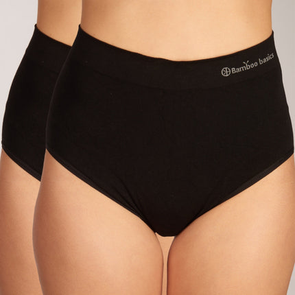 Bamboo Basics slip 2 pack seamless knitted high waisted full brief black dames AMY-001 Bamboo Basics slip lot de 2 seamless knitted high waisted full brief black femmes
