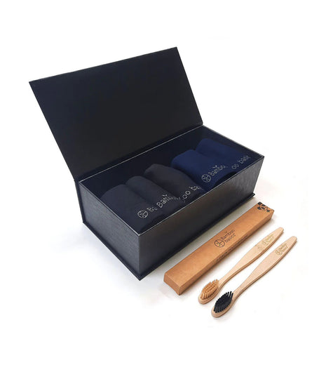 Bamboo Basics sokken 5 paar knitted anklet socks giftbox black / navy unisex BEAU-5GP-003 Bamboo Basics chaussettes 5 paires knitted anklet socks giftbox black / navy unisex