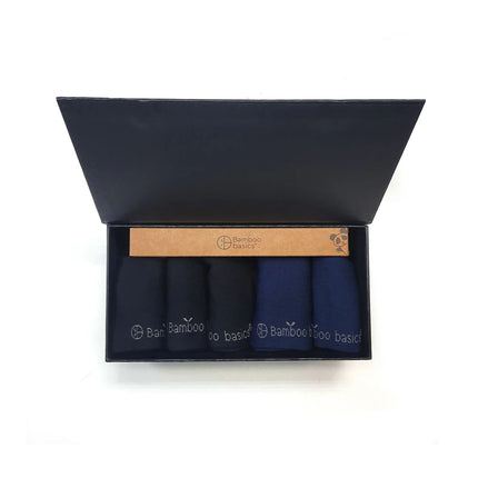 Bamboo Basics sokken 5 paar knitted anklet socks giftbox black / navy unisex BEAU-5GP-003 Bamboo Basics chaussettes 5 paires knitted anklet socks giftbox black / navy unisex