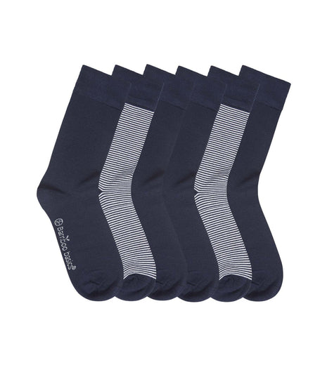 Bamboo Basics sokken 6 paar knitted anklet socks navy print unisex BEAU-6P-003 Bamboo Basics chaussettes 6 paires knitted anklet socks navy print unisex