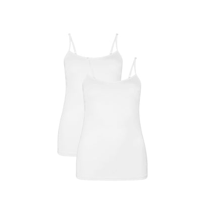 Bamboo Basics topje 2 pack seamless knitted spaghetti top white dames VERA-002 Bamboo Basics caracos lot de 2 seamless knitted spaghetti top white femmes