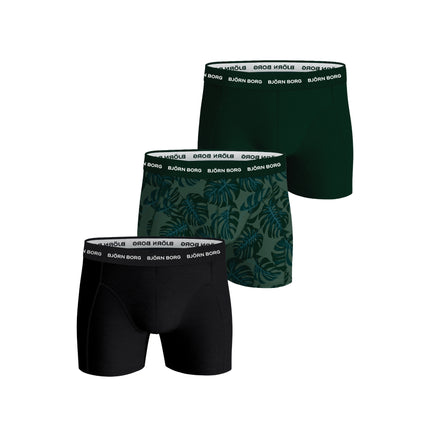 Björn Borg short 3 pack cotton stretch boxer black / print / green heren 10003415-MP002 Björn Borg boxer lot de 3 cotton stretch boxer black / print / green hommes
