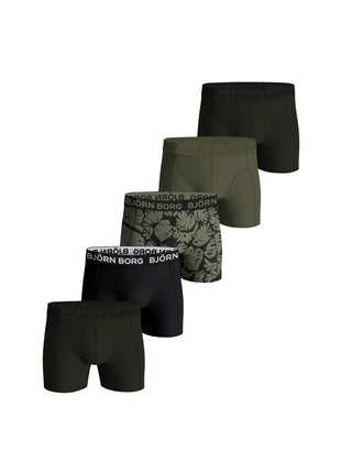 Björn Borg short 5 pack cotton stretch boxer green / black / print / green / green heren 10003368-MP005 Björn Borg boxer lot de 5 cotton stretch boxer green / black / print hommes
