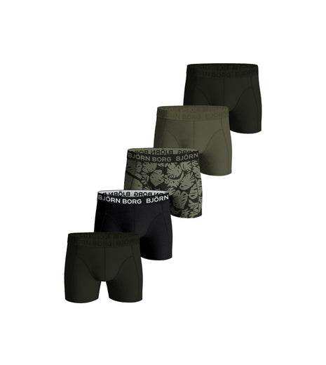 Björn Borg short 5 pack cotton stretch boxer green / black / print / green / green heren 10003368-MP005 Björn Borg boxer lot de 5 cotton stretch boxer green / black / print hommes
