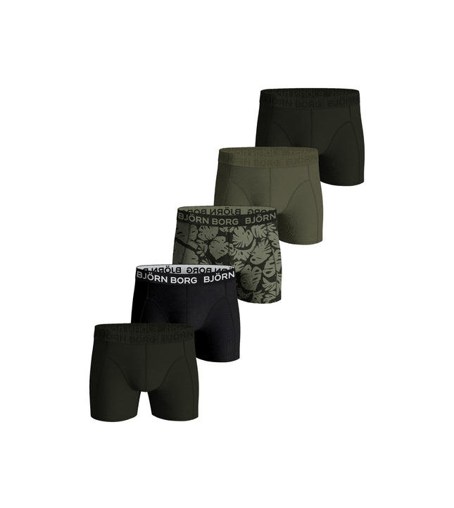 Björn Borg short 5 pack cotton stretch boxer green / black / print / green / green heren 10003368-MP005 Björn Borg boxer lot de 5 cotton stretch boxer green / black / print hommes
