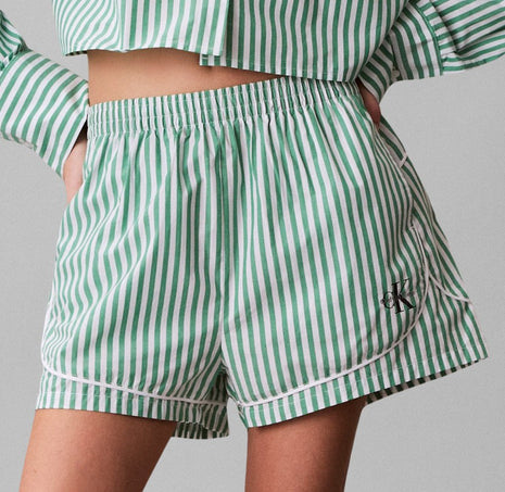 Calvin Klein pyjamashort ck cotton poplin track short penny stripe mardi gras green dames