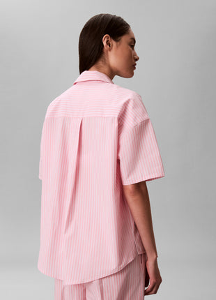 Calvin Klein pyjama lange broek cotton poplin pant set sera stripe cradle pink dames