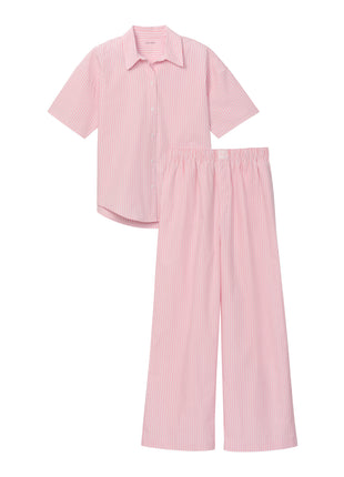 Calvin Klein pyjama lange broek cotton poplin pant set sera stripe cradle pink dames