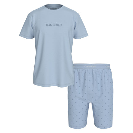Calvin Klein pyjama korte broek icon cotton stretch short set breezy blue heren LV00NM2900-3IJ Calvin Klein pyjama pantalon court icon cotton stretch short set breezy blue hommes