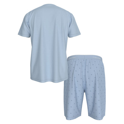 Calvin Klein pyjama korte broek icon cotton stretch short set breezy blue heren LV00NM2900-3IJ Calvin Klein pyjama pantalon court icon cotton stretch short set breezy blue hommes