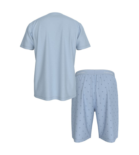 Calvin Klein pyjama korte broek icon cotton stretch short set breezy blue heren LV00NM2900-3IJ Calvin Klein pyjama pantalon court icon cotton stretch short set breezy blue hommes
