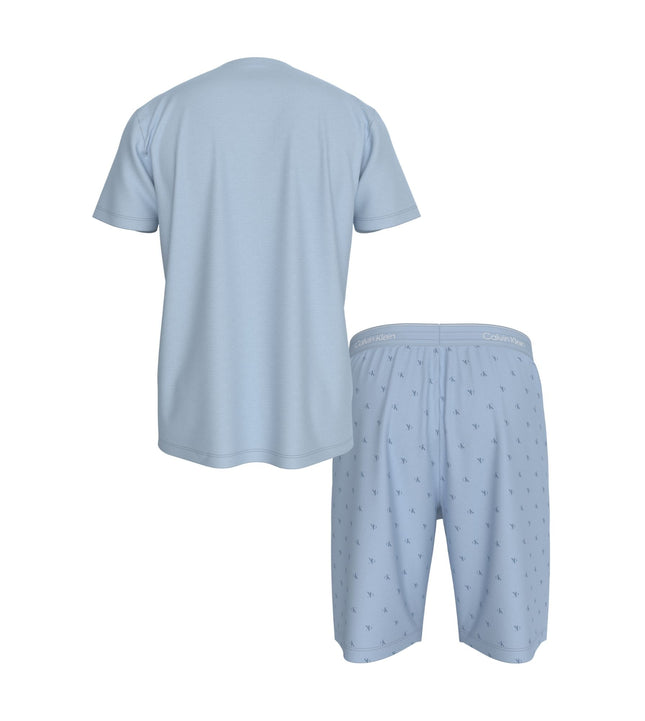 Calvin Klein pyjama korte broek icon cotton stretch short set breezy blue heren LV00NM2900-3IJ Calvin Klein pyjama pantalon court icon cotton stretch short set breezy blue hommes