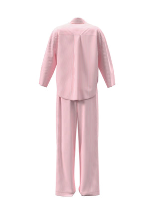 Calvin Klein pyjama lange broek cotton poplin pant set sera stripe cradle pink dames LV00QS7637-31F Calvin Klein pyjama pantalon long cotton poplin pant set sera stripe cradle pink femmes