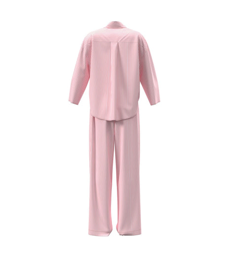 Calvin Klein pyjama lange broek cotton poplin pant set sera stripe cradle pink dames LV00QS7637-31F Calvin Klein pyjama pantalon long cotton poplin pant set sera stripe cradle pink femmes