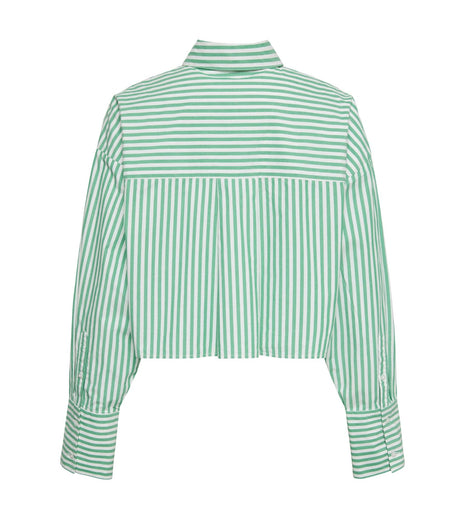 Calvin Klein pyjamashirt ck cotton poplin cropped shirt penny stripe mardi gras green dames LV00QS7605-4ZF Calvin Klein haut de pyjama ck cotton poplin cropped shirt penny stripe mardi gras green femmes