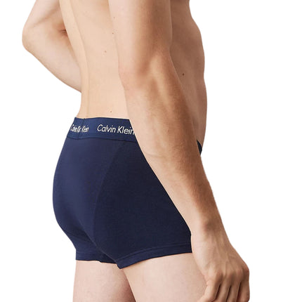 Calvin Klein short 3 pack cotton stretch low rise trunks black / cobalt water / blue shadow heren 0000U2664G-4KU Calvin Klein boxer 3 pack cotton stretch low rise trunks black / cobalt water / blue shadow hommes