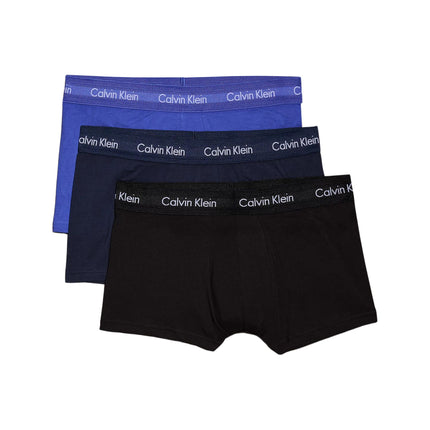Calvin Klein short 3 pack cotton stretch low rise trunks black / cobalt water / blue shadow heren 0000U2664G-4KU Calvin Klein boxer 3 pack cotton stretch low rise trunks black / cobalt water / blue shadow hommes