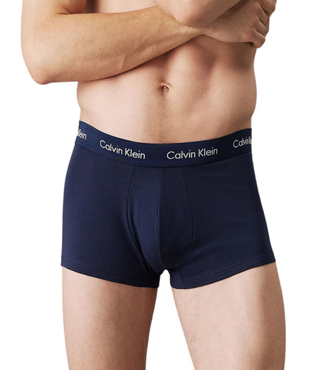 Calvin Klein short 3 pack cotton stretch low rise trunks black / cobalt water / blue shadow heren 0000U2664G-4KU Calvin Klein boxer 3 pack cotton stretch low rise trunks black / cobalt water / blue shadow hommes