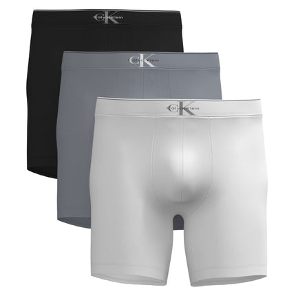 Calvin Klein short 3 pack graphic monogram cotton stretch boxer briefs black / misty grey / white heren LV00NB4473-4RV Calvin Klein boxer lot de 3 graphic monogram cotton stretch boxer briefs black / misty grey / white hommes