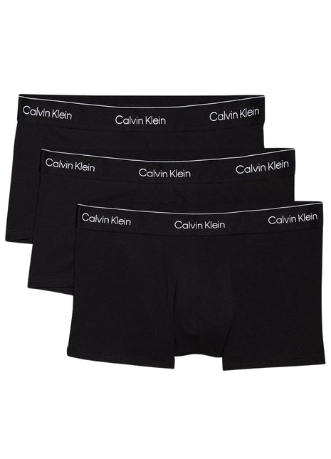 Calvin Klein short 3 pack icon cotton stretch low rise trunks black heren LV00NB4389-TM6 Calvin Klein boxer lot de 3 icon cotton stretch low rise trunks black hommes