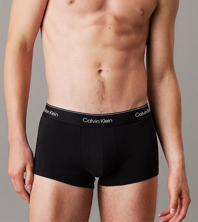 Calvin Klein short 3 pack icon cotton stretch low rise trunks black heren LV00NB4389-TM6 Calvin Klein boxer lot de 3 icon cotton stretch low rise trunks black hommes
