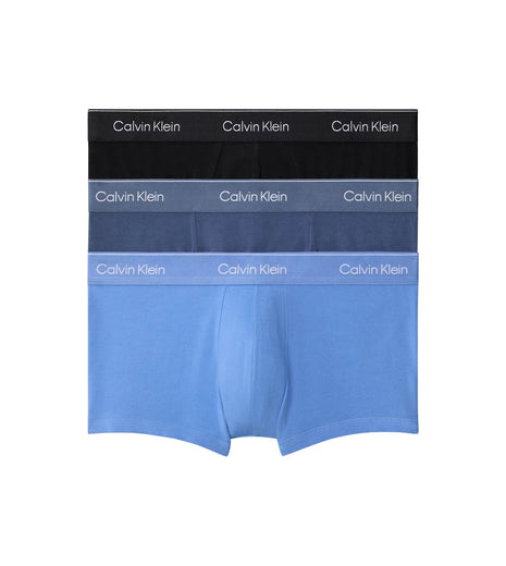 Calvin Klein short 3 pack icon cotton stretch trunks black / glacier / blue bell heren LV00NB4392-W8O Calvin Klein boxer lot de 3 icon cotton stretch trunks black / glacier / blue bell hommes