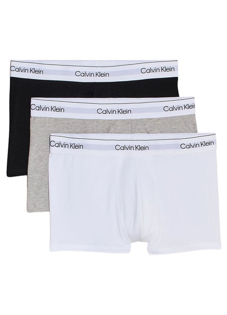 Calvin Klein short 3 pack icon cotton stretch trunks grey heather / white / black heren LV00NB4392-MP1 Calvin Klein boxer lot de 3 icon cotton stretch trunks grey heather / white / black hommes